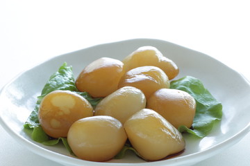 Japanese food, konjac and soy sauce simmered for healthy food