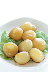 Japanese food, konjac and soy sauce simmered for healthy food