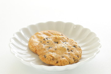 Japanese food, black sesame rice cracker on dish