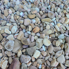 Close up of rounded and polished beach rocks
