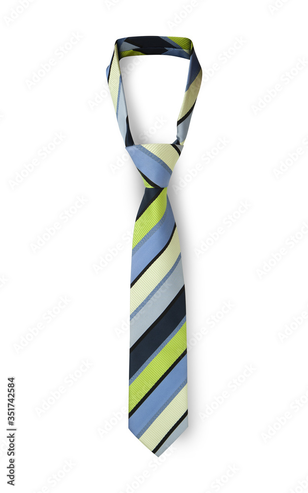 Wall mural men's striped tie in different colors taken off for leisure time, isolated on white background