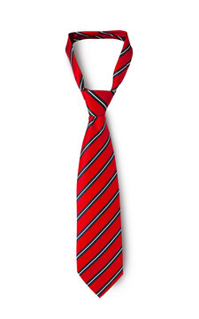Red men's striped tie taken off for leisure time