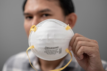 man wearing N95 mask