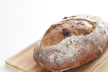 Dried fruit raisin French bread with copy space