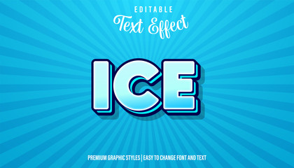 Editable Text Effect, Ice Blue Cartoon Font Style