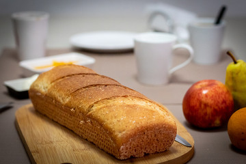 homemade bread and fruit for breakfast