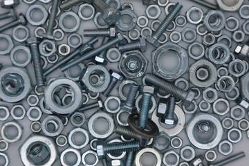 nuts,  washers and bolts background