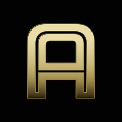 Alphabet. Gold letter isolated on black background. Exclusive luxury design.