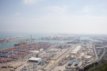 aerial view of port in Barcelona