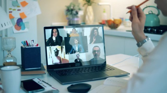 Video call is getting done from woman's home during lockdown