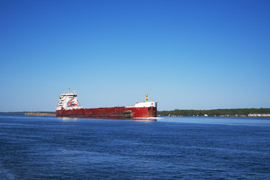 Ships on the St. Lawrence Seaway on a spring day