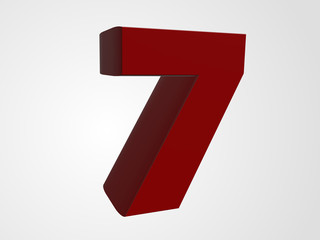 Red Number seven 7 