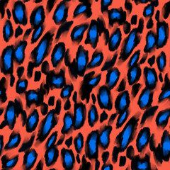 Leopard spots fur skin print seamless pattern. Animal leather background. Abstract round shapes ornament. Geometric elements. Decorative hand drawn texture.