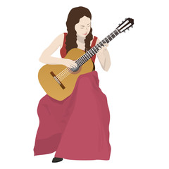 アコースティックギターを演奏している女性