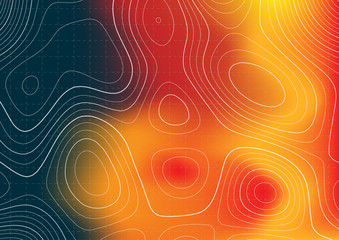Abstract topography map design with heat map overlay - obrazy, fototapety, plakaty