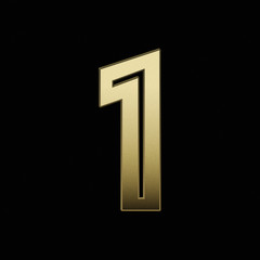 Gold number isolated on black background. Exclusive luxury design. Golden texture. 