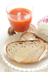 Condensed milk and French bread for breakfast