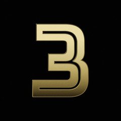 Gold number isolated on black background. Exclusive luxury design. Golden texture. 