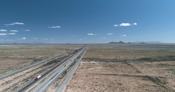 Rising up showing scale of interstate 10 and its long straight roads