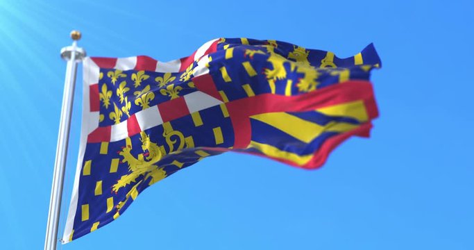 Flag of the region of Bourgogne-Franche-Comte, France. Loop