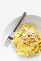 Italian food, Carbonara bacon and fettuccine