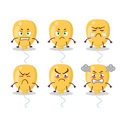 Yellow Baloon cartoon character with various angry expressions