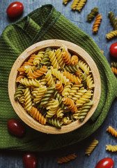 Dark food photography Pasta and bread homemade