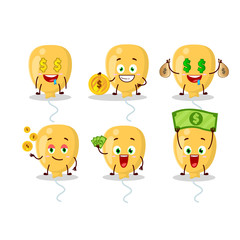 Yellow Baloon cartoon character with cute emoticon bring money