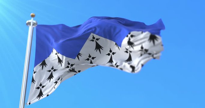 Flag of department of Cotes d'Armor in region of Brittany, France. Loop