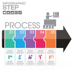 Business Infographic template layout with illustration of creative colorful arrow.