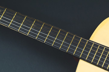 Guitar close up. musical instrument. strings on the guitar neck