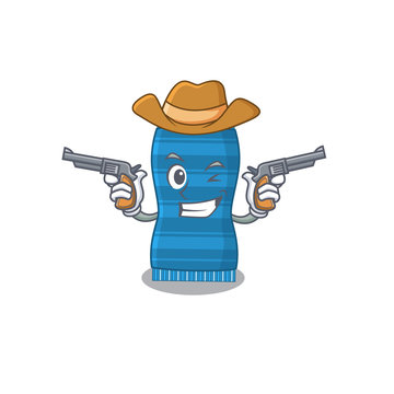 Cartoon character cowboy of beach towel with guns