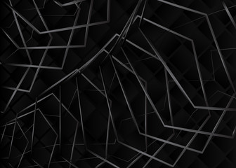 Minimalist black premium exclusive background with abstract lines. Vector luxury dark gradient geometric elements.