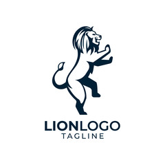 Simple minimalist wild lion mascot logo design vector template