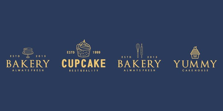 Bakery logo collection with minimalist style