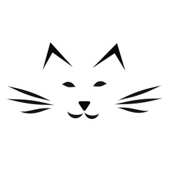 cat face outline vector in black and white 