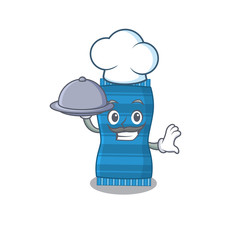 mascot design of beach towel chef serving food on tray