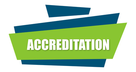 Accreditation - clearly visible white text is written on beutiful green design with white background