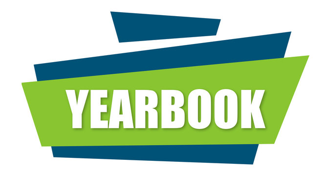 Yearbook - clearly visible white text is written on beutiful green design with white background