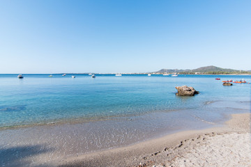 Boats and seascape on the Costa de los Pinos, Majorca