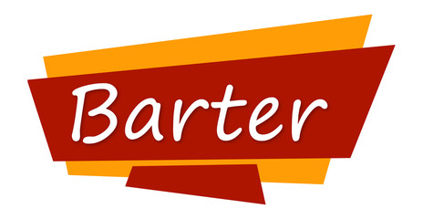 Barter - text written on colourful background