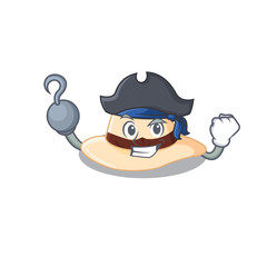 Panama hat cartoon design in a Pirate character with one hook hand