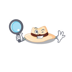 cartoon picture of panama hat Detective using tools