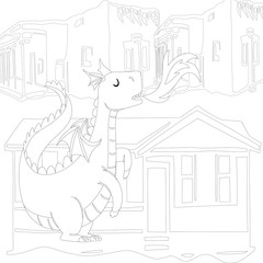 Outline Dinosaur  Illustration Suitable For Any Of Graphic Design Project Such As Coloring Book And Education