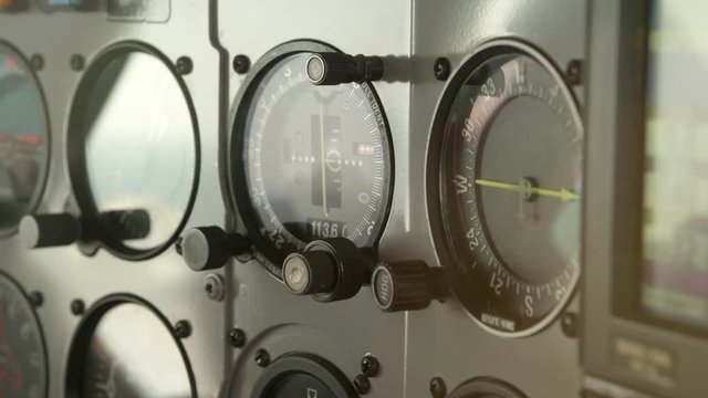 Close-up of gauges in cockpit. equipment in aircraft - Sossusvlei, Namibia