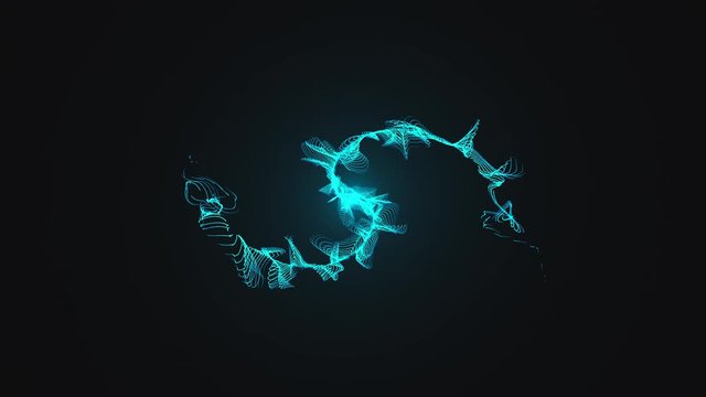 Opening intro. Light, rotation Particles and Shockwave. 3d rendered.
