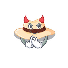 Panama hat clothed as devil cartoon character design concept