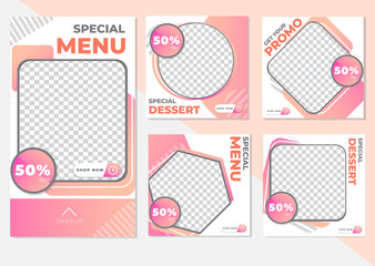 Culinary food banner social media post and storie template collection