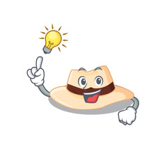 Mascot character of smart panama hat has an idea gesture