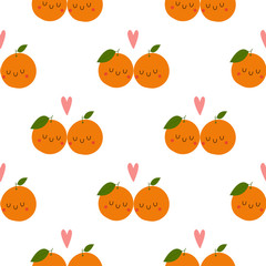 Kawaii Cartoon Orange in love